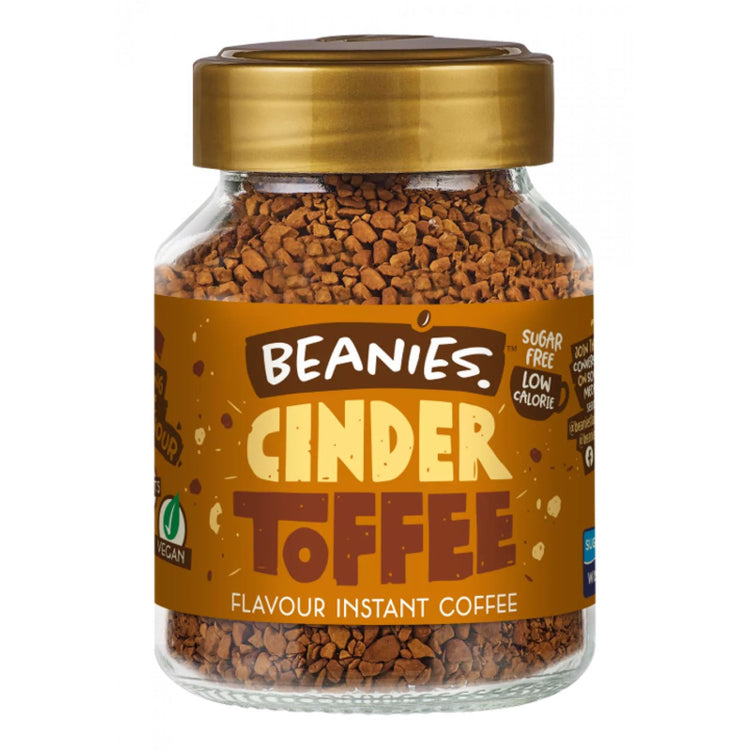 Beanies Cinder Toffee Flavours Instant Coffee 50g Low Calorie Sugar Free 6 Packs