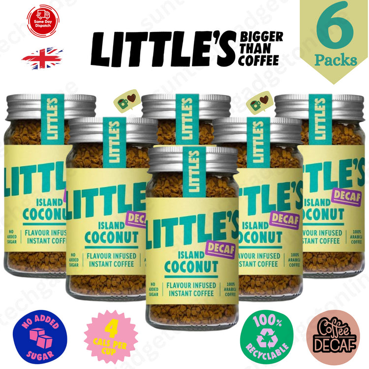 Littles Decaf Island Coconut 50g, Pure Tropical Indulgence & Delight - 6 Packs