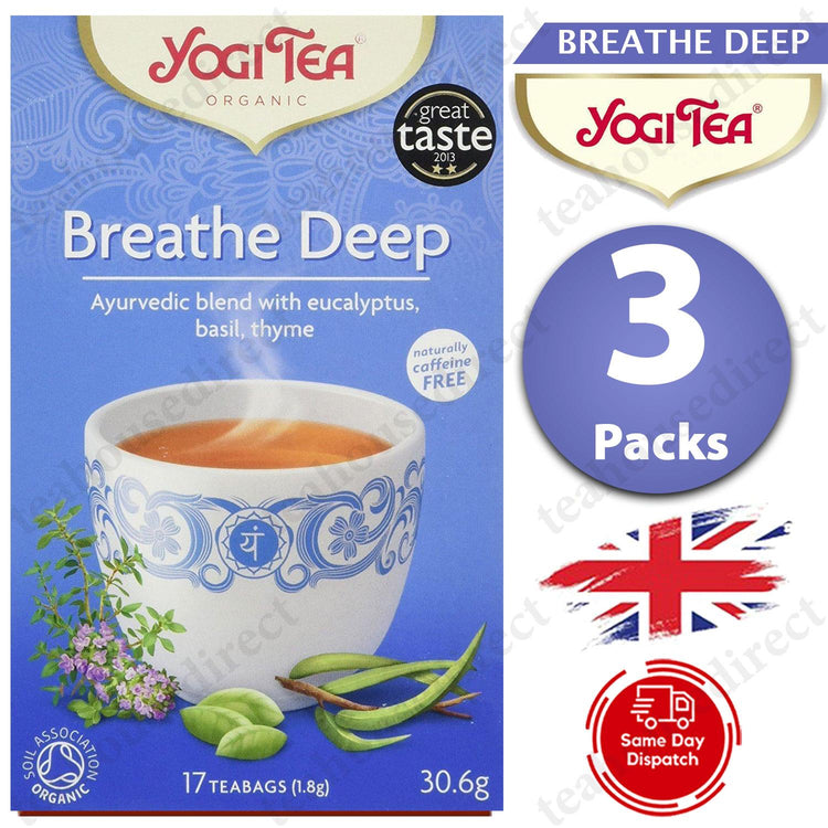 3X Yogi Ayurvedic Herbal Organic Teas Tea Sachets - Breathe Deep