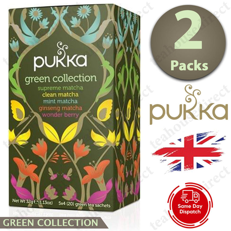 Pukka Herbal Organic Teas Tea Sachets - Green Collection Flavour Pack Of 2