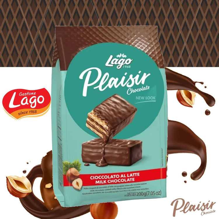 Lago Party Wafers Plaisir Choc-Coated 200g Milk Chocolate Coated Wafer Filled x4