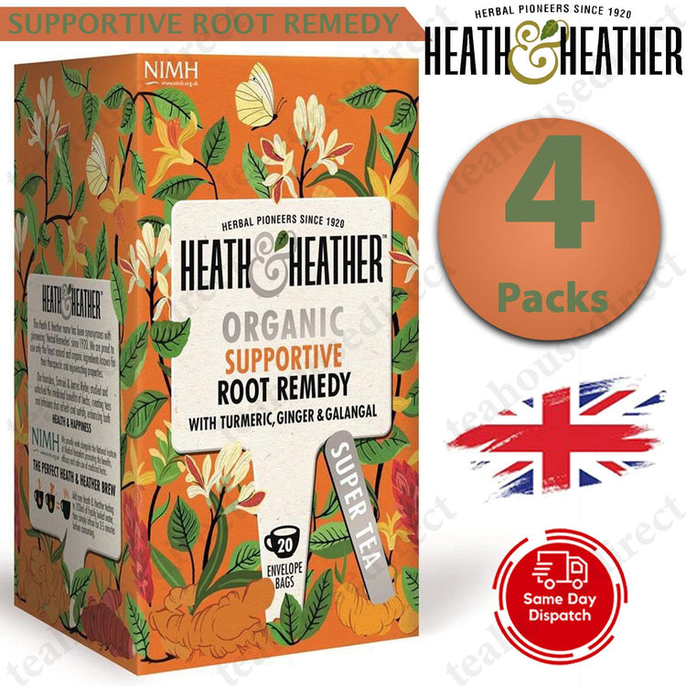 4X Heath & Heather Herbal Organic Teas Tea Sachets - Root Remedy Flavour