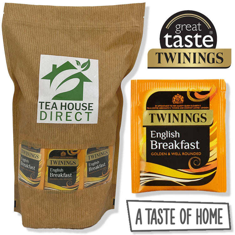 Twinings English Breakfast Golden and Well Rounded Balanced Blend for Morning Bless Medium Caffeine Wheat and Mustard Free 100% Black Tea - Pack of 150 Sachets
