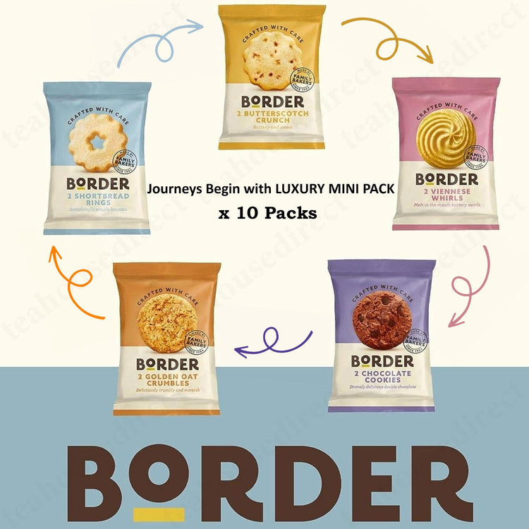 Border Biscuits - Butterscotch Crunch, Viennese Whirls, Chocolate Cookies, Golden Crumbles | 5 Lotus Biscoff | Galaxy & Cadbury Instant Hot Chocolate each 5 | Daelmans stroopwafels x5 - Gift Set