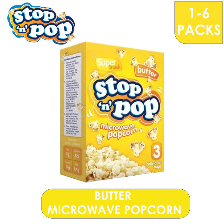 Stop 'N' Pop Sweet, Butter & Salted Super Snack Microwave Popcorn Box of 1 to 6