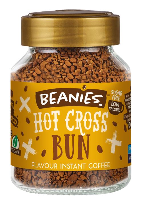 Beanies Hot Cross Bun Flavours Instant Coffee 50g Low Calorie Sugar Free 6 Packs