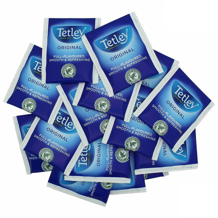 Tetley Tea Bags Sachets - Individual Enveloped Tagged Tea Bags - 100% Black Tea