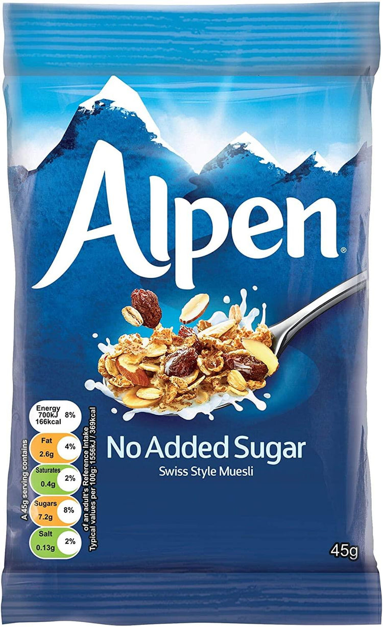 Alpen No Added Sugar Muesli Swiss Style Sachets - 30x45g