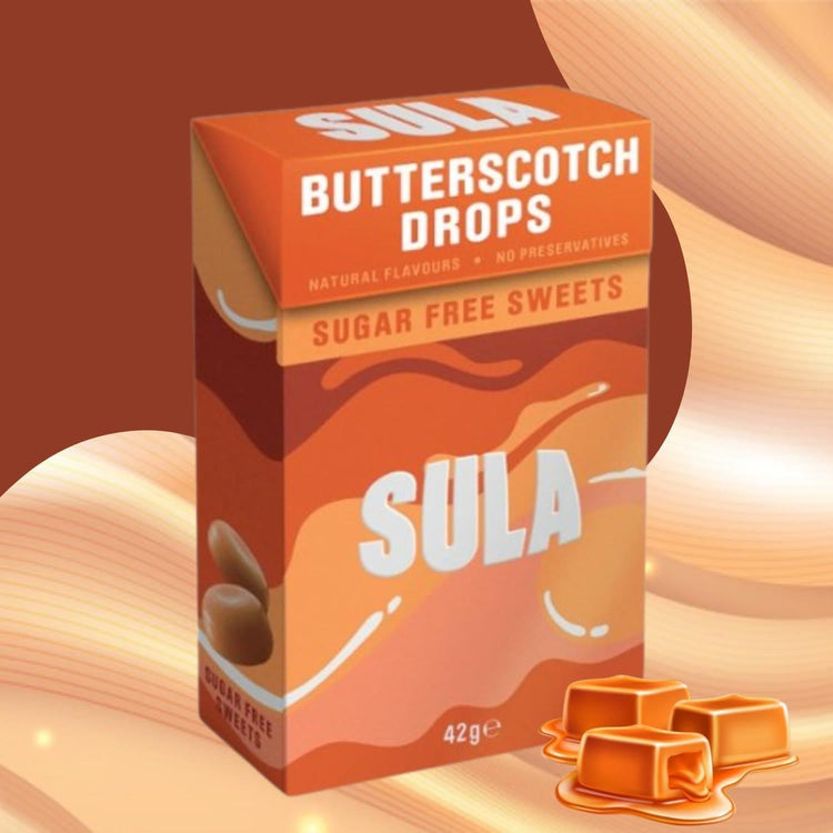 Sula Candy Butterscotch Sweet and Creamy Sugar Free Natural Flavour 42g X 5