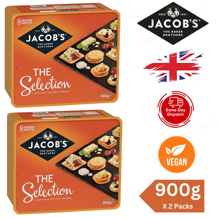 Jacob's Biscuits for Cheese 900g Tub with 8 Exquisite Cracker Varietie - 2 Packs