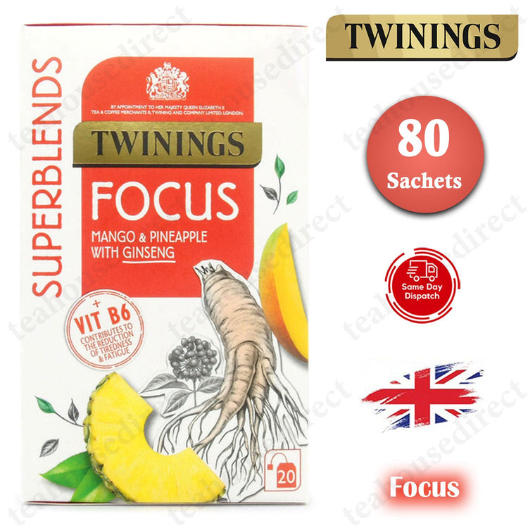 Twinings Superblends Teas Tea 80 Sachets Envelopes - Focus Flavour