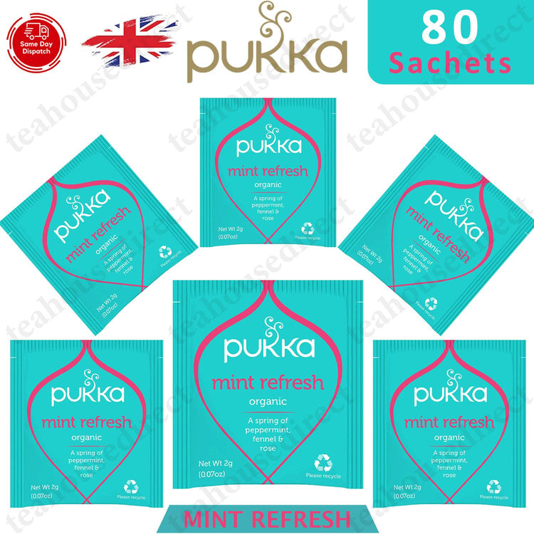 Pukka Herbal Organic Teas Tea Sachets - Mint Refresh (20 to 1000 Sachets)