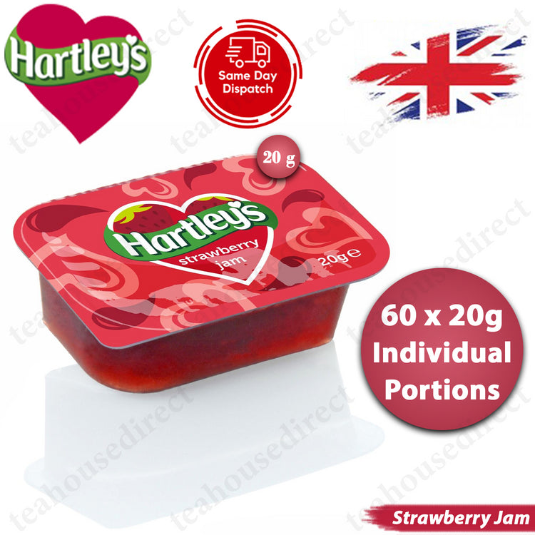 60 x Hartleys Fruit Jam 20g Individual Portion Strawberry Flavour Jam