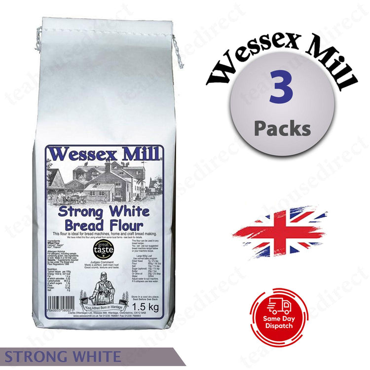 Wessex Mill 1.5kg Strong White Bread Flour (Pack of 3)