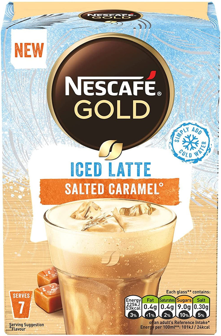 3 Box Nescafe Gold Frothy Instant Coffee 8 Mugs - Iced Salted Caramel Latte