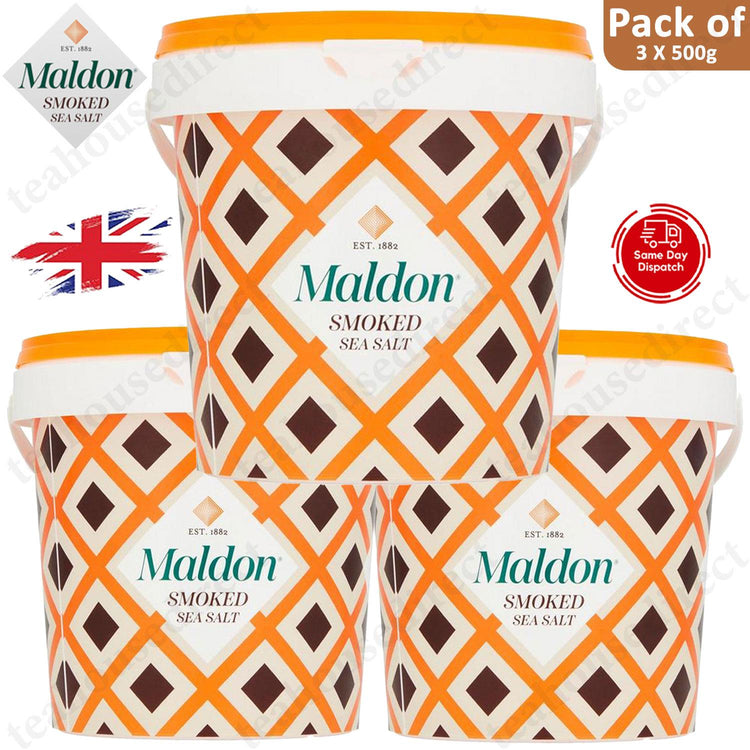 Maldon salt company Smoked Sea Salt Tub, 500g - 1 to 6 Packs