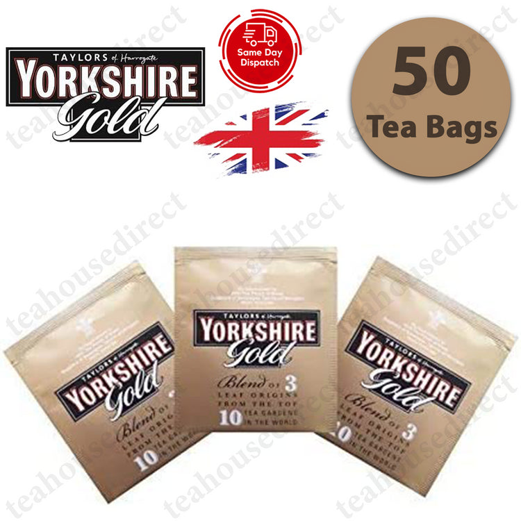 Yorkshire Gold Tea Sachet - Individual Enveloped Tagged Tea Bag - 100% Black Tea