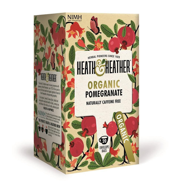 3X Heath & Heather Herbal Organic Teas Tea Sachets - Pomegranate Flavour