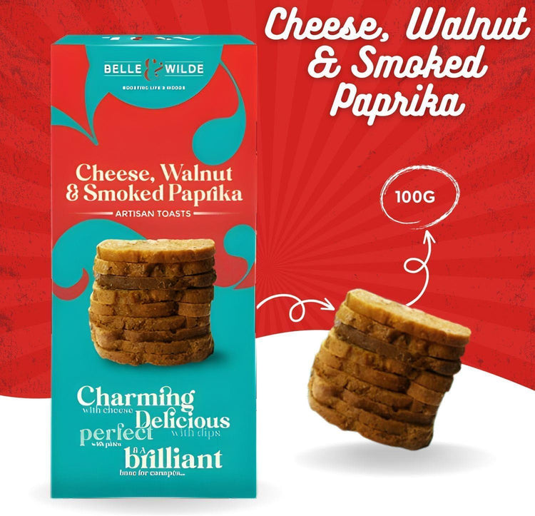 Belle & Wilde Gluten Free Cheese, Walnut & Smoked Paprika Toasts 100g