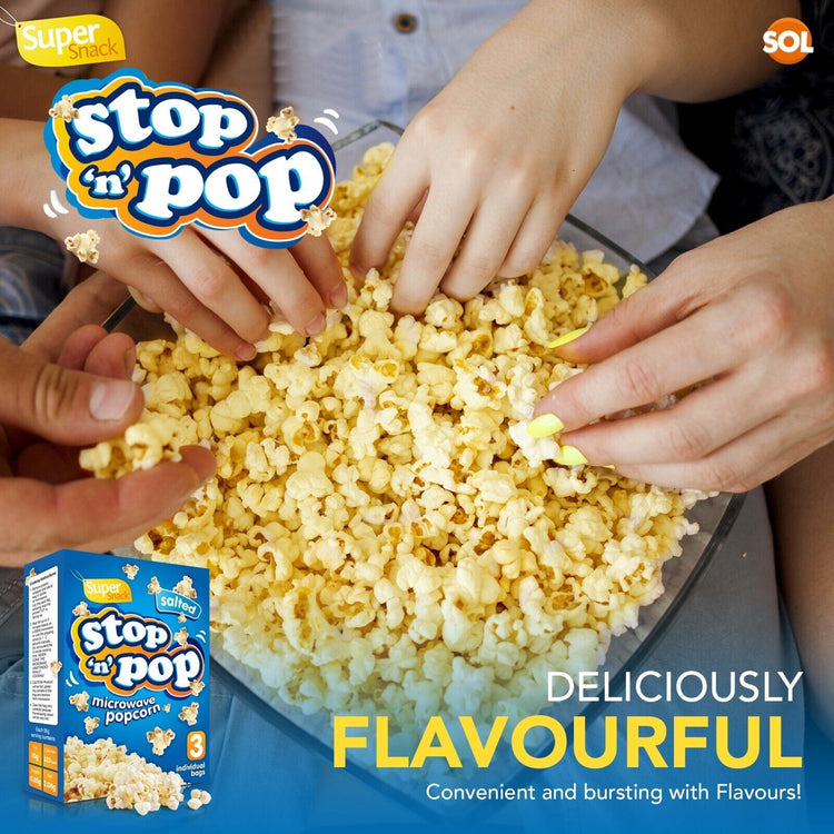 Stop 'N' Pop Salted Super Snack Microwave Popcorn 85g - 1 Box (Each 3 Sachets)