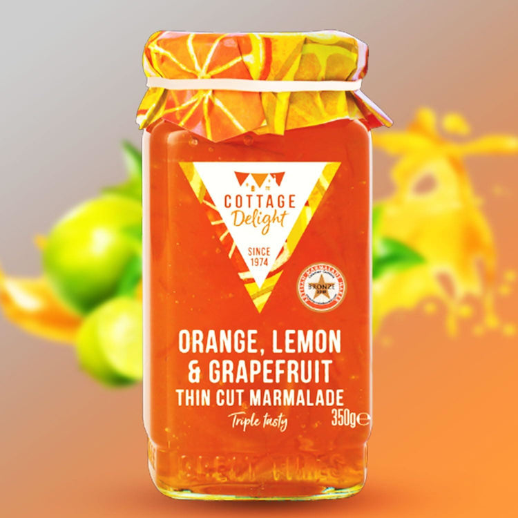 Cottage Delight Orange Lemon Grapefruit Marmalade 350g Triple Tasty Jam 4 Packs