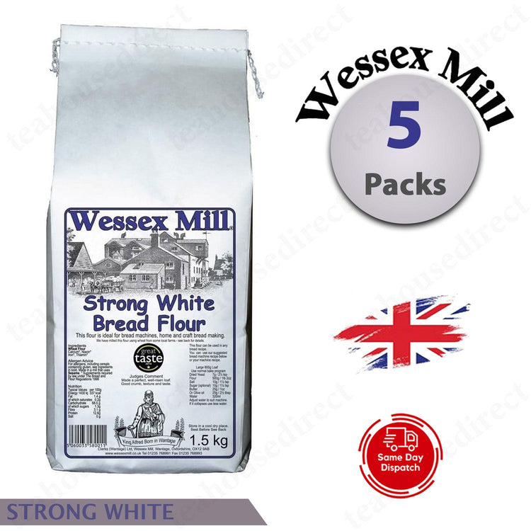 Wessex Mill 1.5kg Strong White Bread Flour (Pack of 1 to 6)