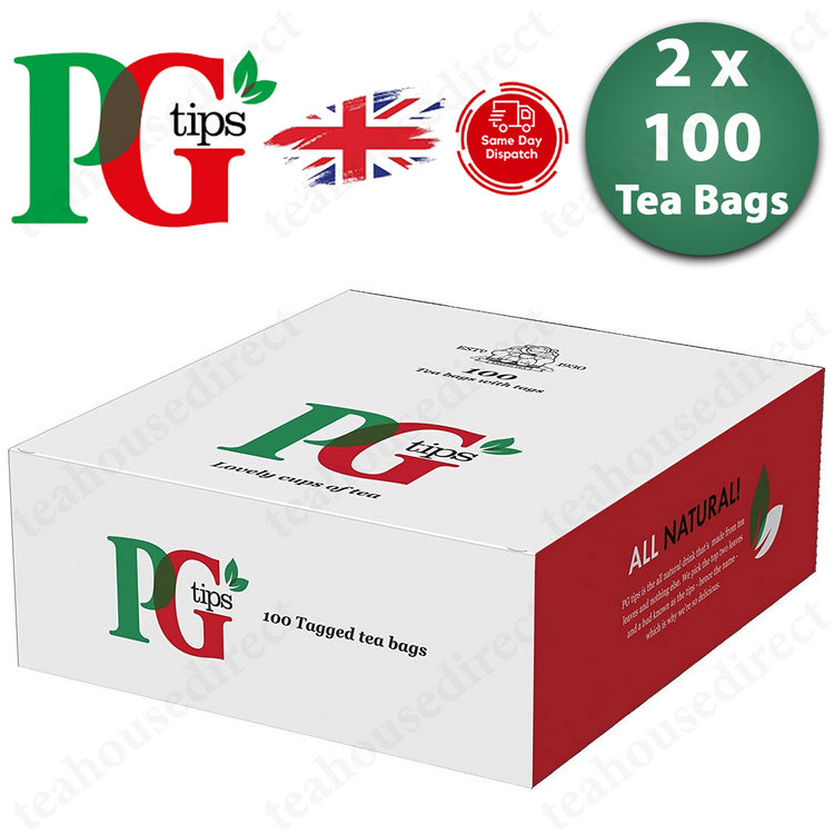 PG Tips All Natural Tag Tea Bags - 100 Tea Bags - 100% Black Tea
