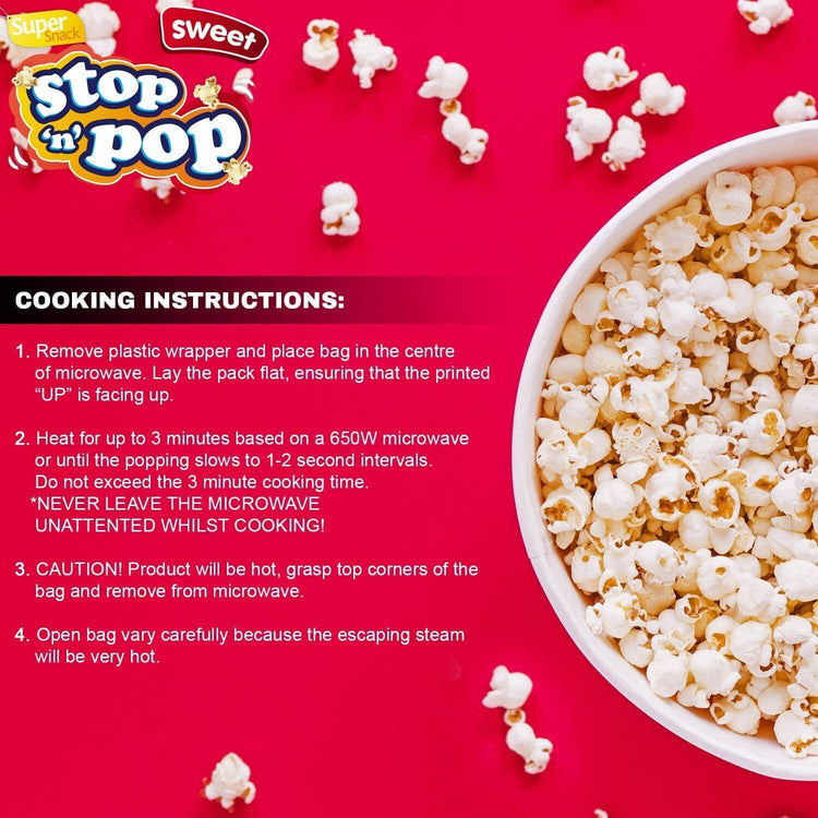 Stop 'N' Pop Sweet Super Snack Microwave Popcorn 85g - 2 Box (Each 6 Sachets)