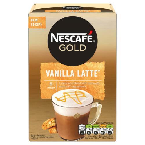 4 Box Nescafe Gold Frothy Instant Coffee Sachets 8 Mugs - Vanilla Latte Flavour