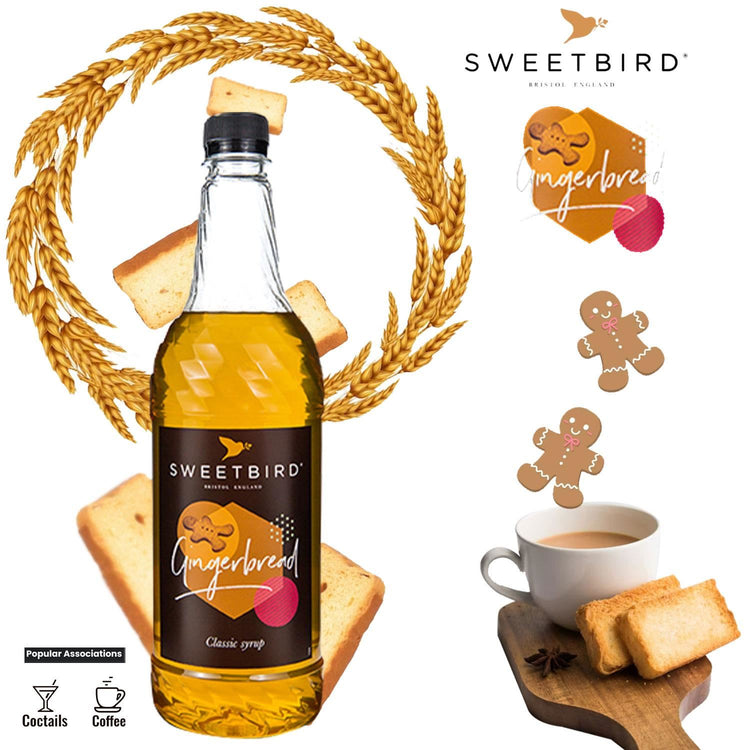 Sweetbird Gingerbread Syrup 1 Lte White and Dark Hot Chocolates Syrup Pack of 2