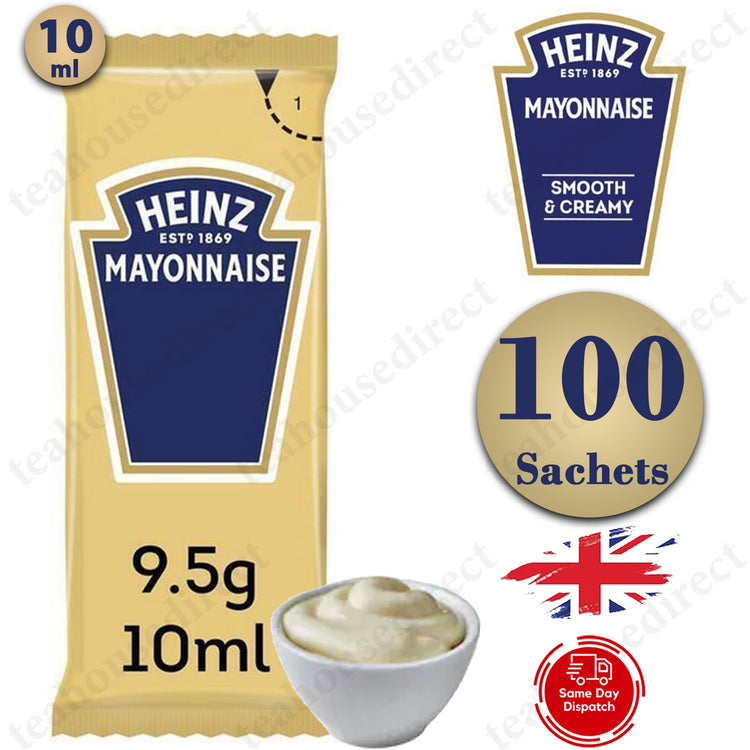 100 x Heinz Mayonnaise Sachets 10ml Individual Single Portion