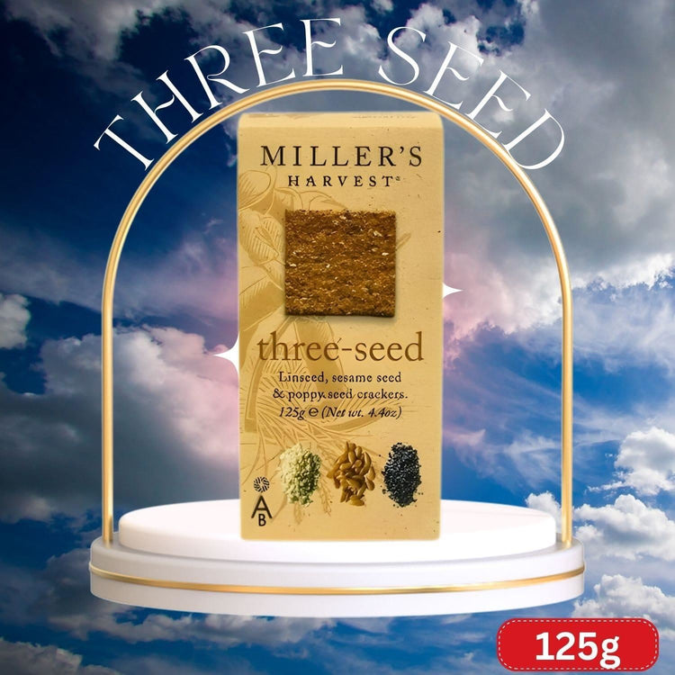 Miller's Damsels Three Fruit Linseed, Sesame Seed & Poppy Seed Crackers 125g X 4