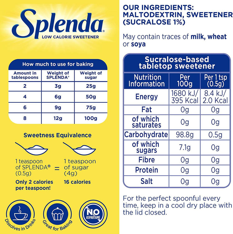 SPLENDA No Calorie Sweetener Granulated (75g - 2 Pack)