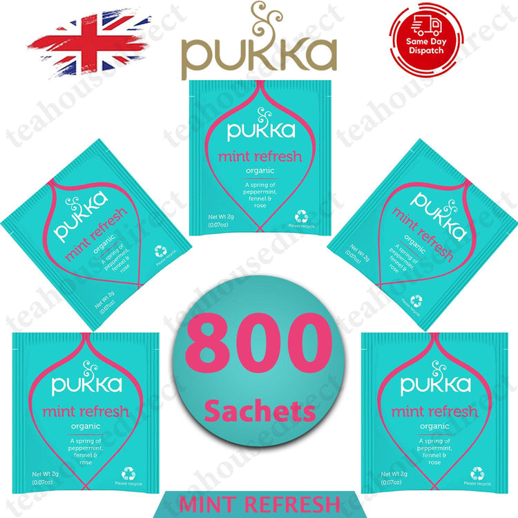 Pukka Herbal Organic Teas Tea Sachets Caffeine Free - Mint Refresh (800 Sachets)