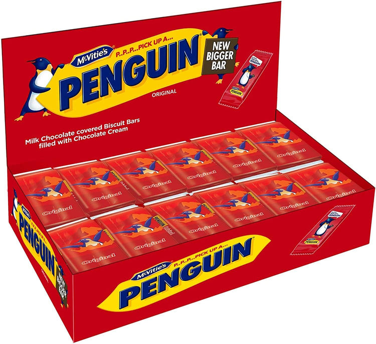 McVities Penguins Milk Chocolate Bar With Choc Cream 48 Biscuits - Pack of 1 & 4