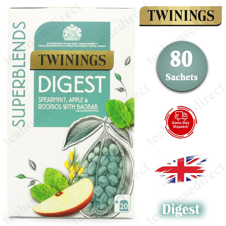 Twinings Superblends Teas Tea 80 Sachets Envelopes - Digest Flavour