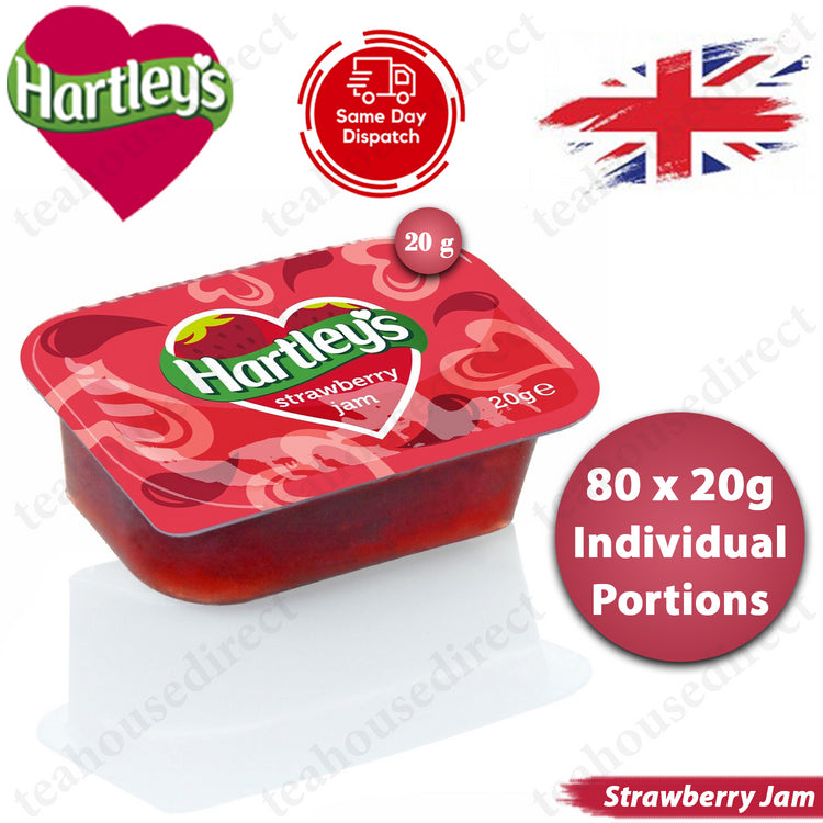 80 x Hartleys Fruit Jam 20g Individual Portion Strawberry Flavour Jam