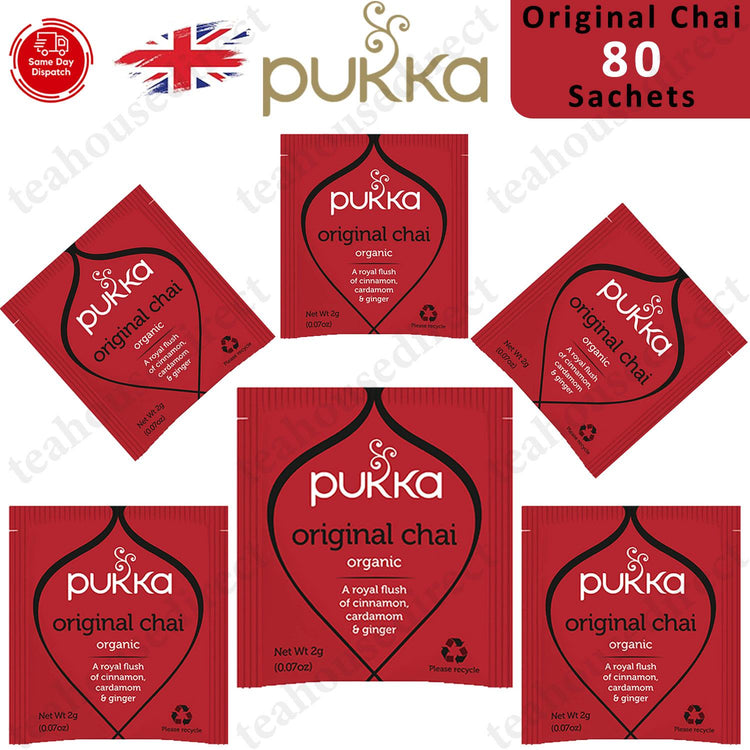 Pukka Herbal Organic Teas Tea Sachets Caffeine Free - Original Chai (80 Sachets)