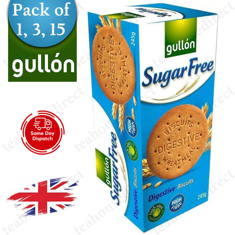 Gullon Sugar Free Digestives Biscuits 1, 3, 9, 15 Packs, 245g