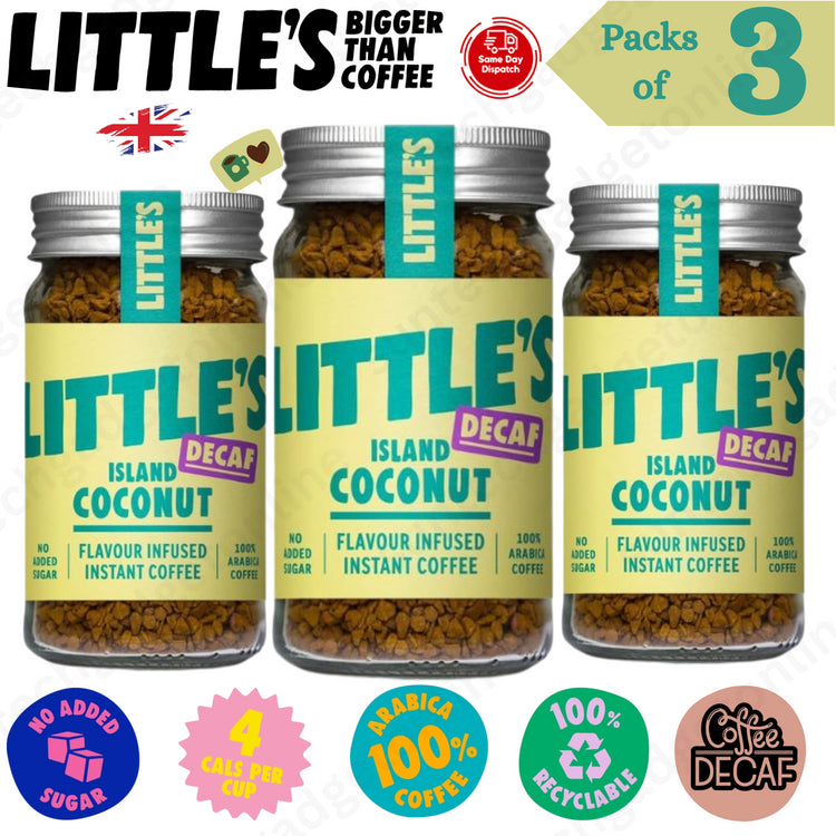 Littles Decaf Island Coconut 50g, Pure Tropical Indulgence & Delight - 3 Packs