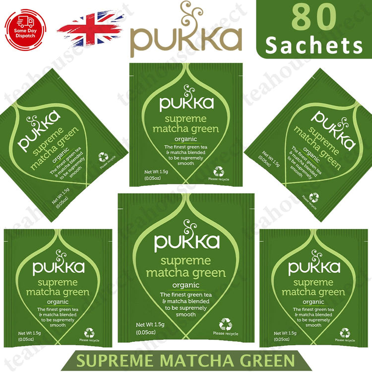 Pukka Herbal Organic Teas Tea Sachets - Supreme Matcha Green (80 Sachets)