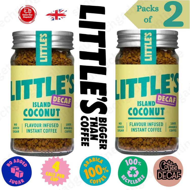 Littles Decaf Island Coconut 50g, Pure Tropical Indulgence & Delight - 2 Packs