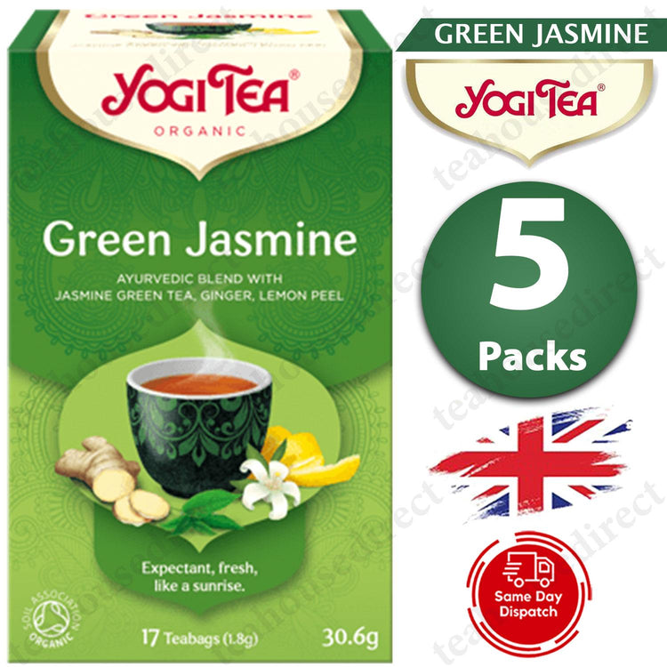 5X Yogi Ayurvedic Herbal Organic Teas Tea Sachets - Green Jasmine