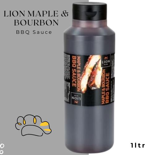 Lion Maple and  Bourbon BBQ Sauce with Ingredients Nutrition & Delicous 1ltr X 4