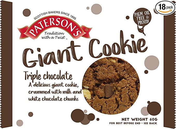Paterson's Giant Triple Chocolate Cookies - 18x60g