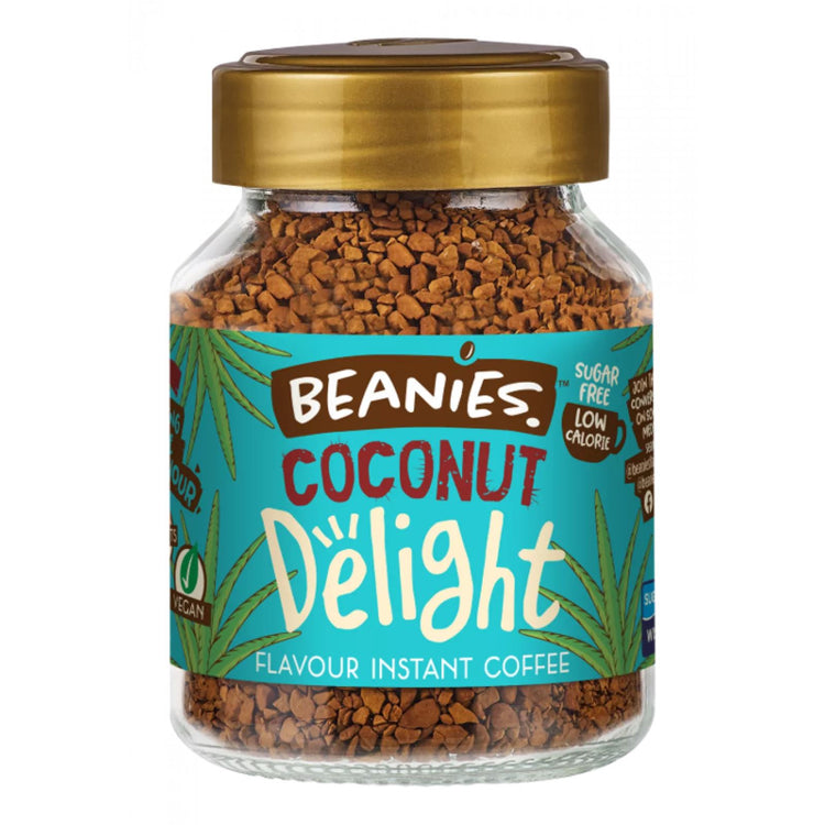 Beanies Coconut Delight Flavours Instant Coffee 50g Low Calorie & Sugar Free x6