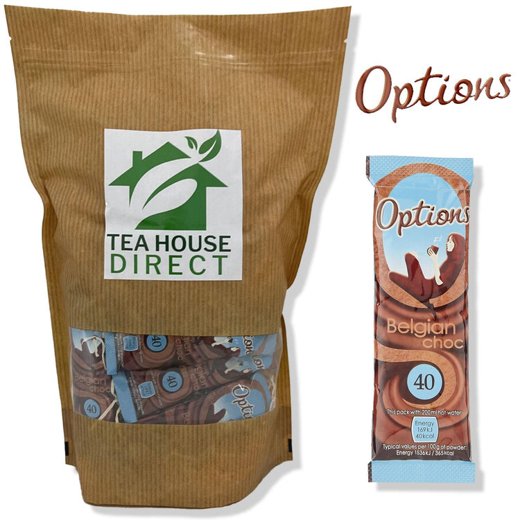 Options Instant Hot Chocolate Rich and Smooth Premium Cocoa Powder 60 to 300 Sachets
