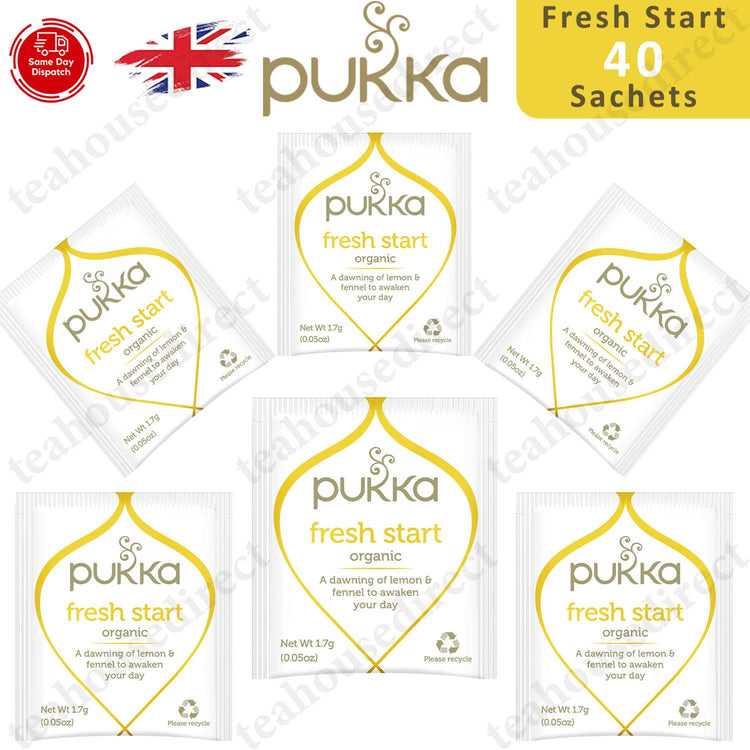 Pukka Herbal Organic Teas Tea Sachets Caffeine Free - Fresh Start (40 Sachets)
