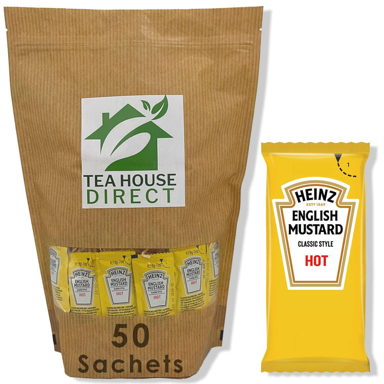 Heinz English Mustard Classic Style Hot Sauce - Infuse Your Dishes with Authentic English Flavor - Convenient Single-Serve Packet for On-the-Go Deliciousness - 50 Sachets