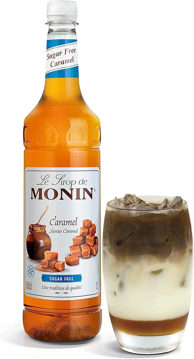 MONIN Premium Caramel Sugar Free Syrup 1L Sugar-Free Coffee Syrup 3 Packs